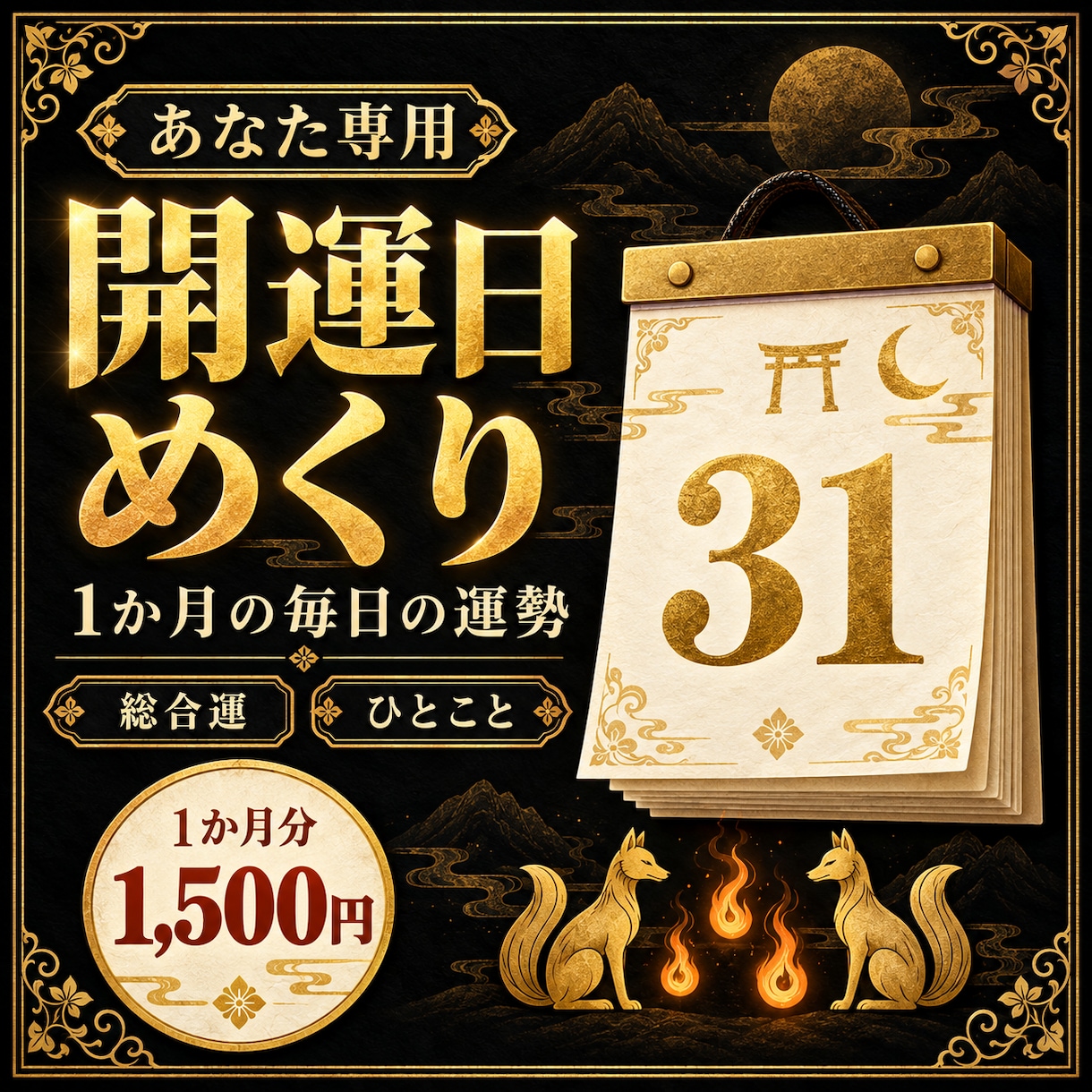 生年月日から1か月の運勢カレンダーを作成します 開運日めくり｜毎日の総合運・向いていること・心がけ イメージ1