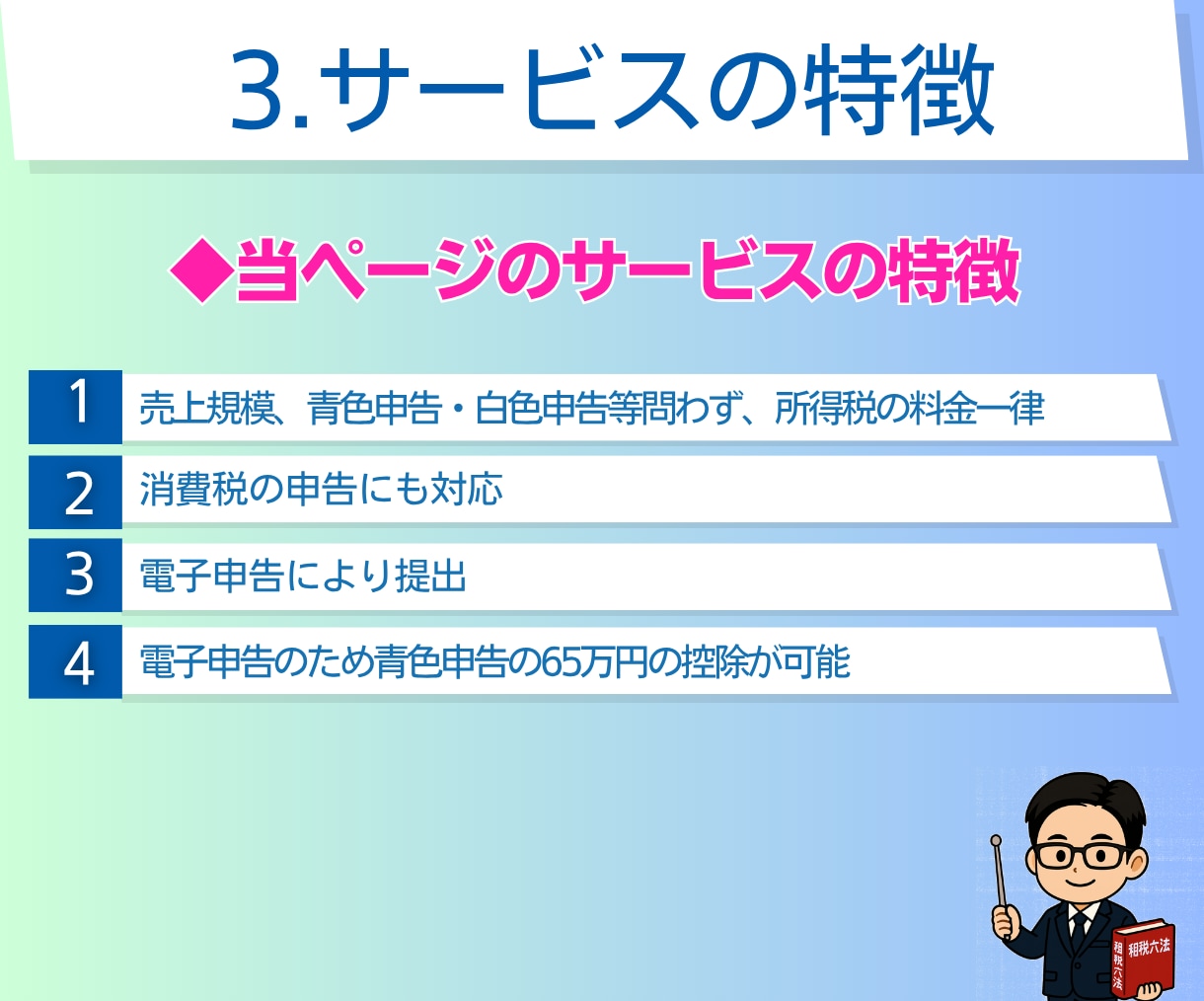 確定申告｜個人事業｜申告書の作成と提出をします ｜税理士による対応｜電子申告｜確定申告書の作成と申告の代行 イメージ4
