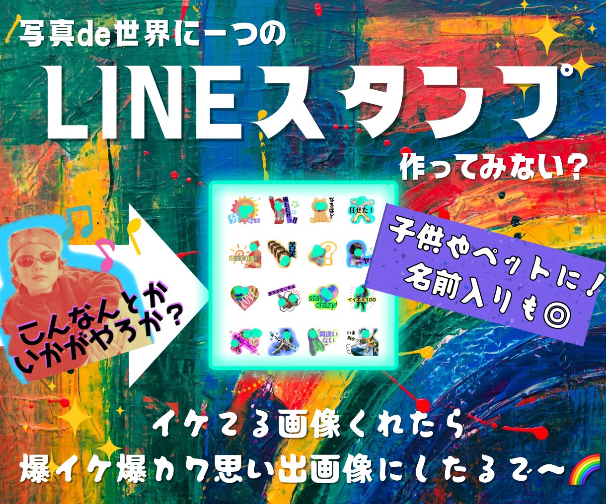 写真入りLINEスタンプ作ります お子様・愛犬の個人、企業利用向けに◎8個〜OK！ イメージ1