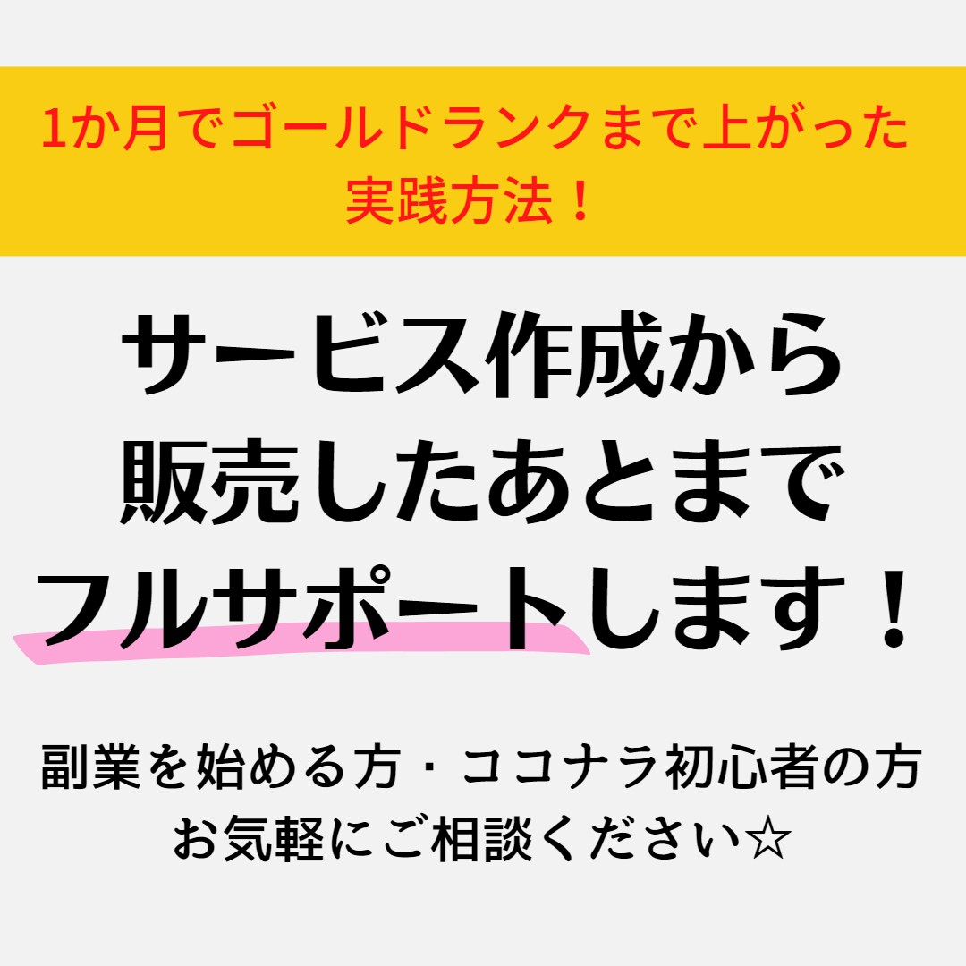 ココナラで売れるための具体的な実践方法を教えます 始めてから1か月でサービスが売れた方法を基にフルサポート！ イメージ1