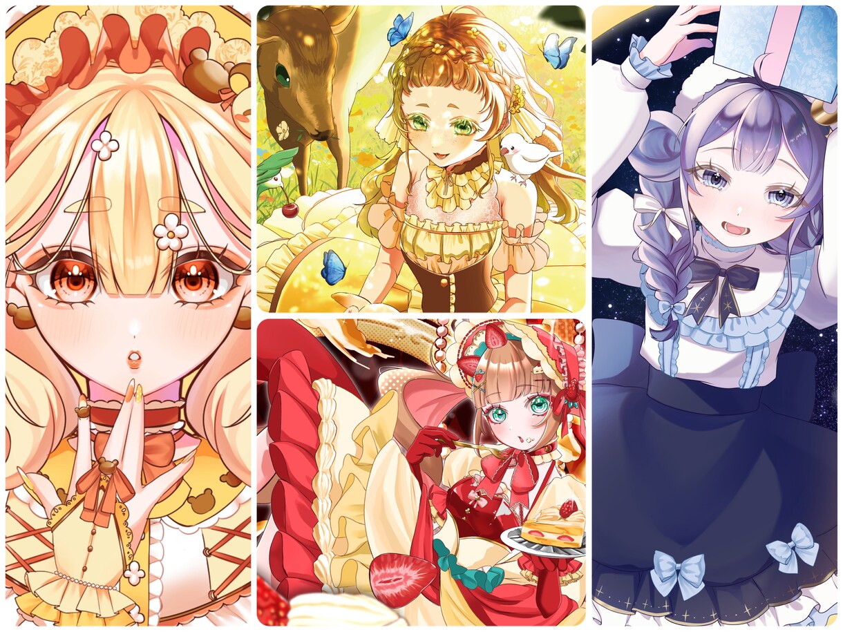 フリフリ可愛いイラストを制作いたします キラキラでカラフルなキャラクターイラストをお描きいたします！ イメージ2