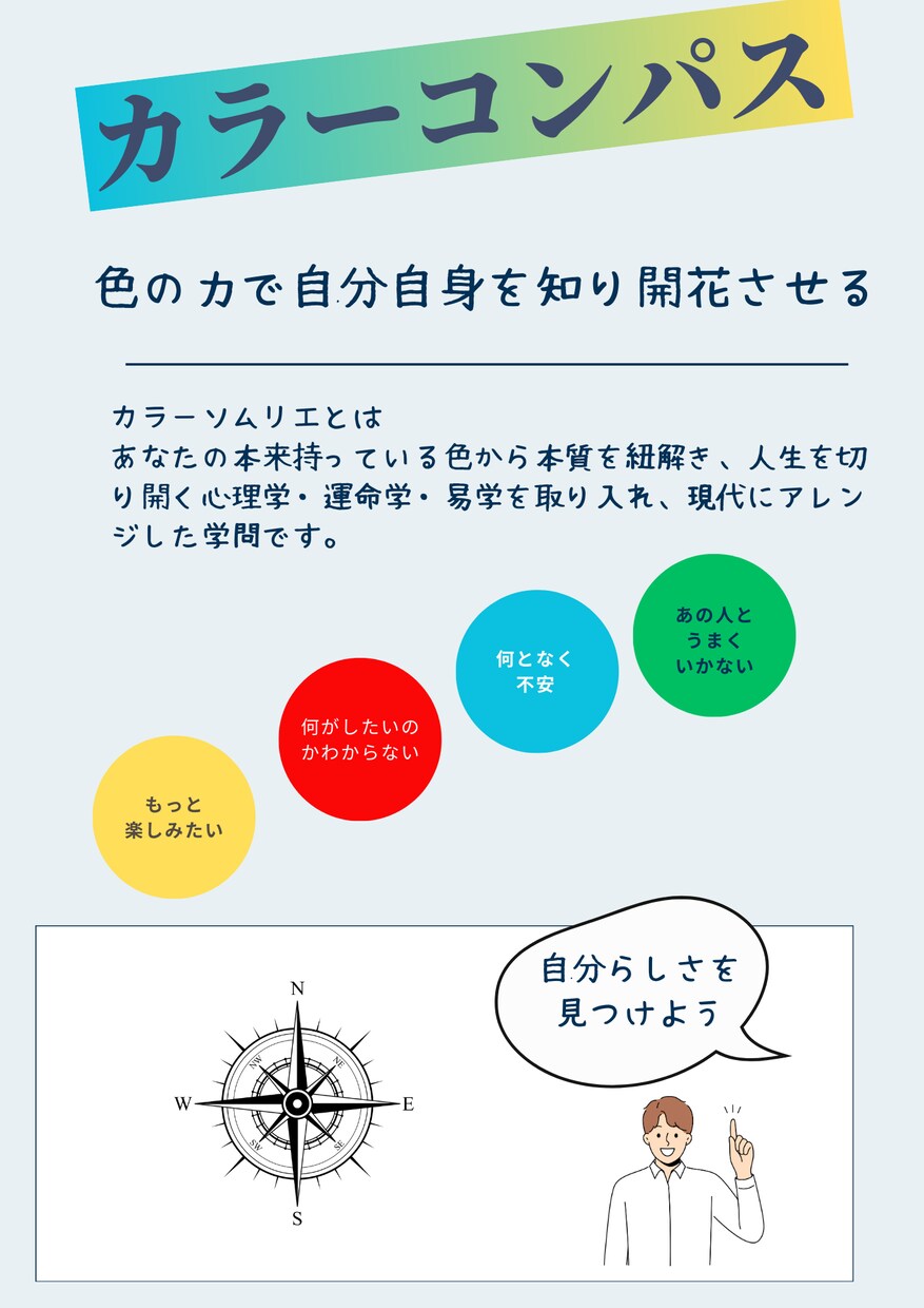 カラーコンパスで自分自身を知り、開花させます あなたの本来持っている色から本質を紐解きます イメージ1