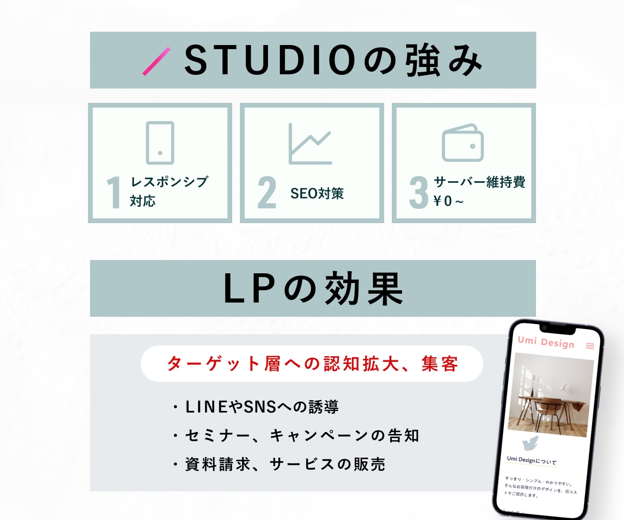 先着1名様限定価格！STUDIOでLP制作します 集客につながるLPが維持費¥0~！安心のアフターフォロー付き イメージ2