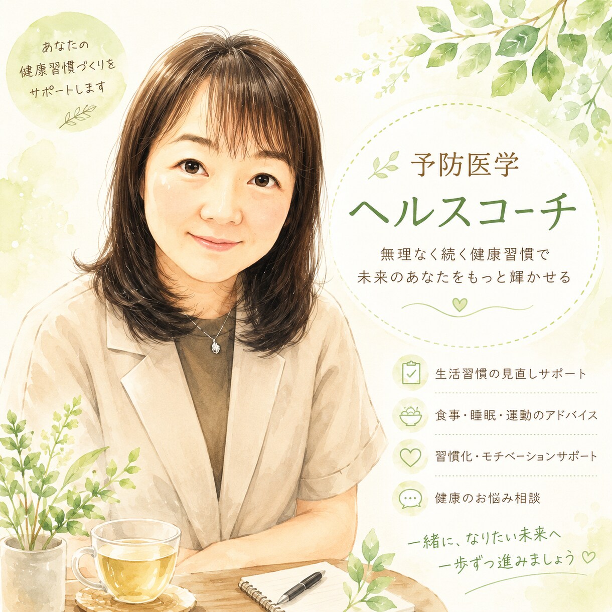 予防医学ヘルスコーチが健康習慣作りをサポートします 9か月で-13kg減量した私が、健康習慣作りをサポート！ イメージ1