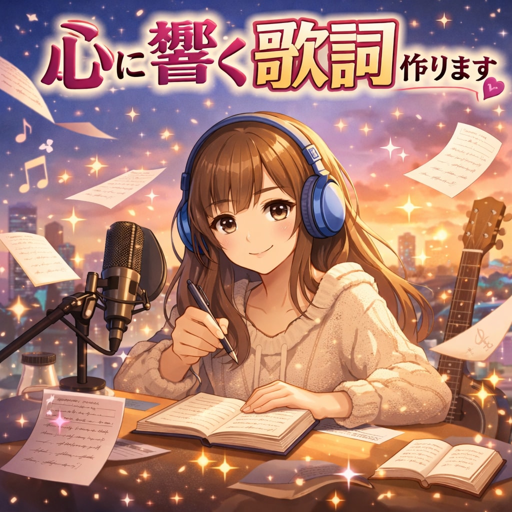 心に刺さる歌詞をプロ目線で作詞します 想いを言葉に変え感動する歌詞を届けます イメージ1