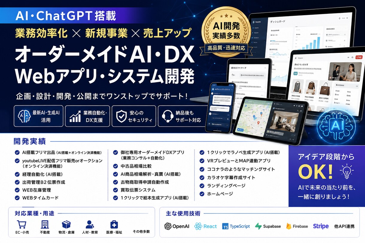 AI搭載のあらゆるWEBアプリを開発致します 新規参入で、こちらでは実績が無いので初回数名の発注は破格受付 イメージ1