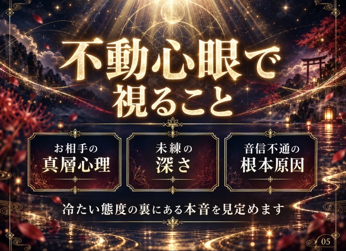 不動心眼|復縁へ導く霊視をし二人の絆を結び直します 相手の未練と本音を直視|止まった2人の時間を再び動かします イメージ5