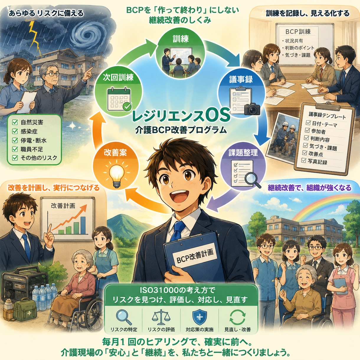 介護BCPの議事録の改善＆BCPの計画提案します 大学の訓練機関の訓練を受けて介護BCPの改善点を支援します イメージ1