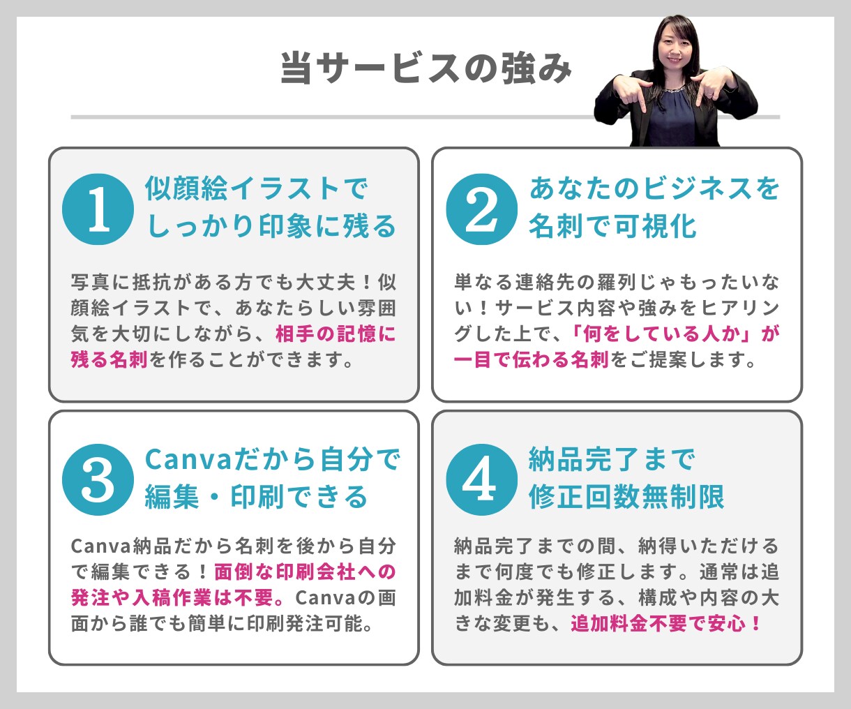 自分で印刷可！印象に残る似顔絵名刺デザインします 自分で編集・印刷発注できる名刺｜Canva名刺作成｜両面制作 イメージ7