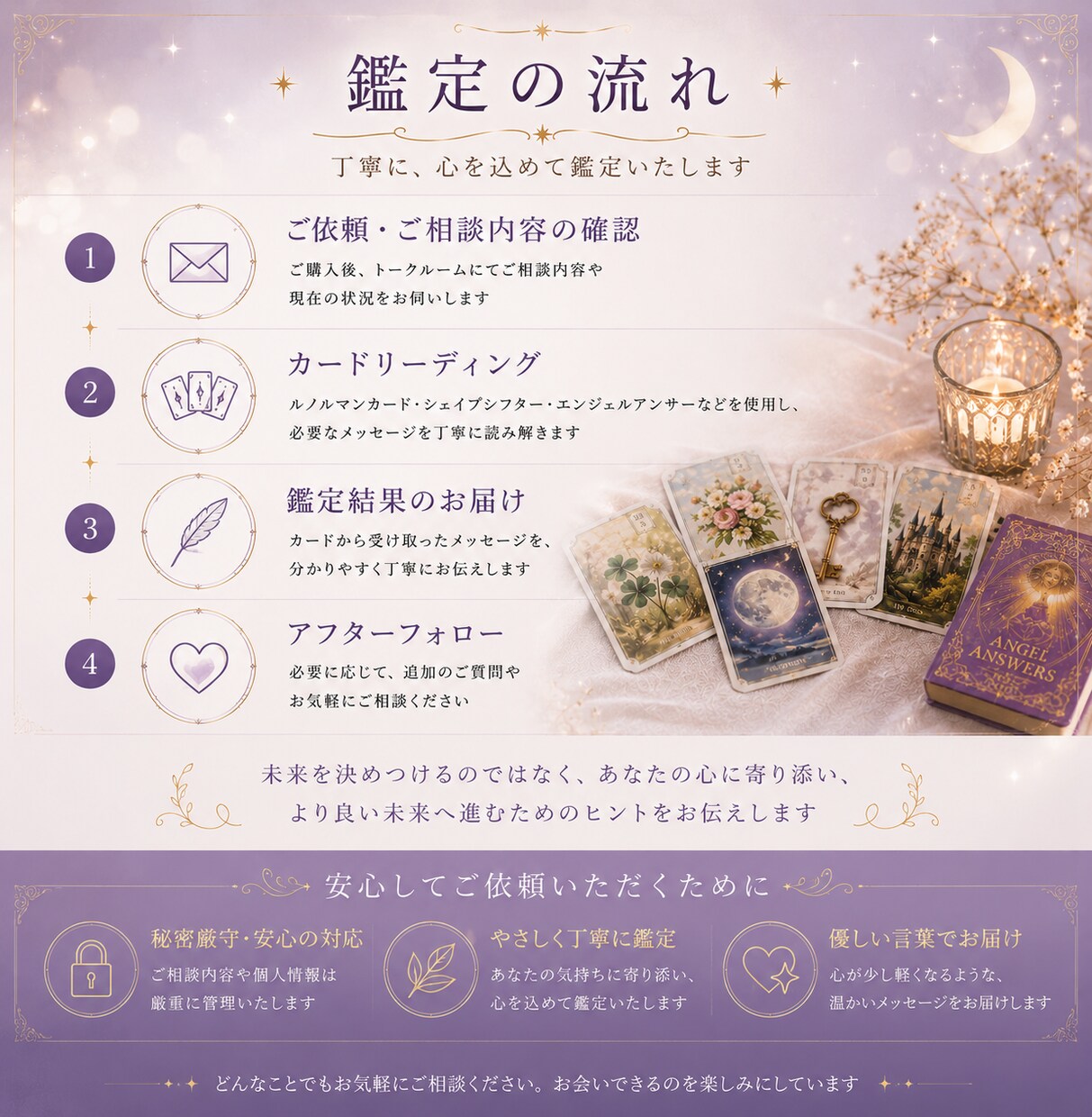心に寄り添うカード鑑定します 静かな夜に、心へ灯りを届けます イメージ3