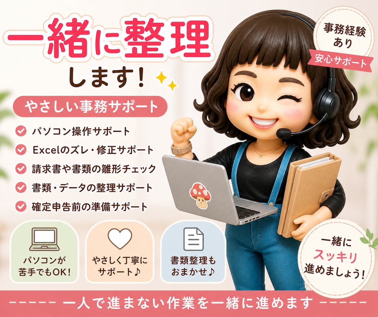 パソコン苦手OK｜書類整理を解決します 一人で進まない作業を一緒に進めます イメージ1