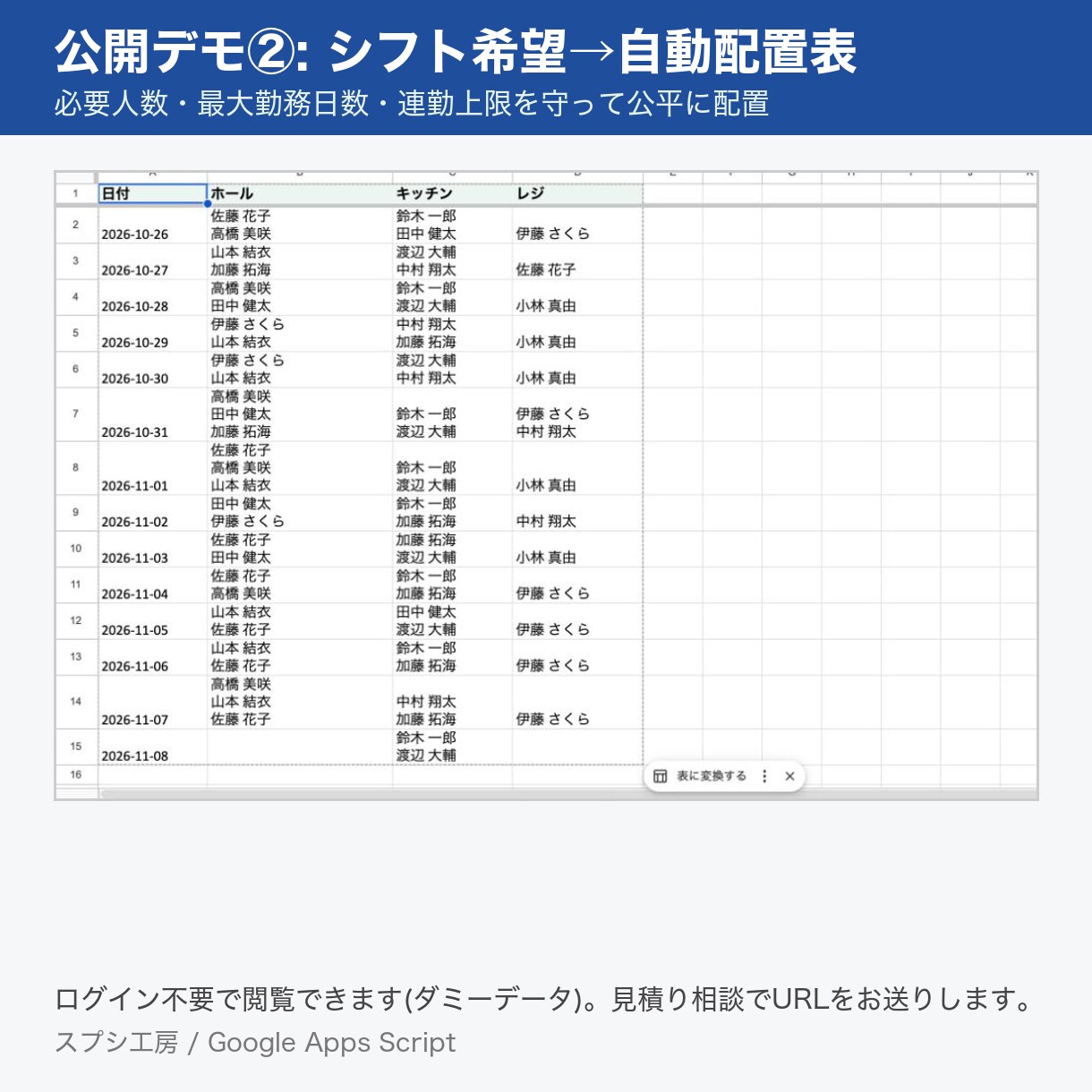 フォーム受付から台帳・通知・帳票まで作ります 受付→台帳→通知→PDFをGASで自動化。小規模事業者向け イメージ2