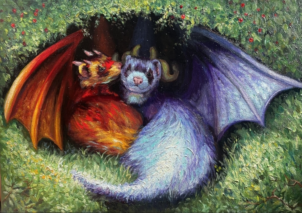 本格的なペットの似顔絵を油絵で描きます イタリアで油絵技法を学んだ画家がお描きします！ イメージ1