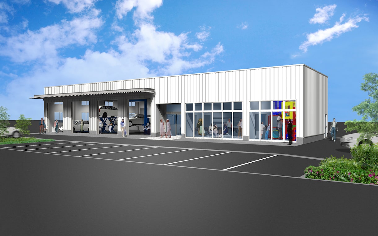 ボリュームのある店舗等の外観パースを作成します 建築士による実際の品番でのパターン出しに対応します！ イメージ5
