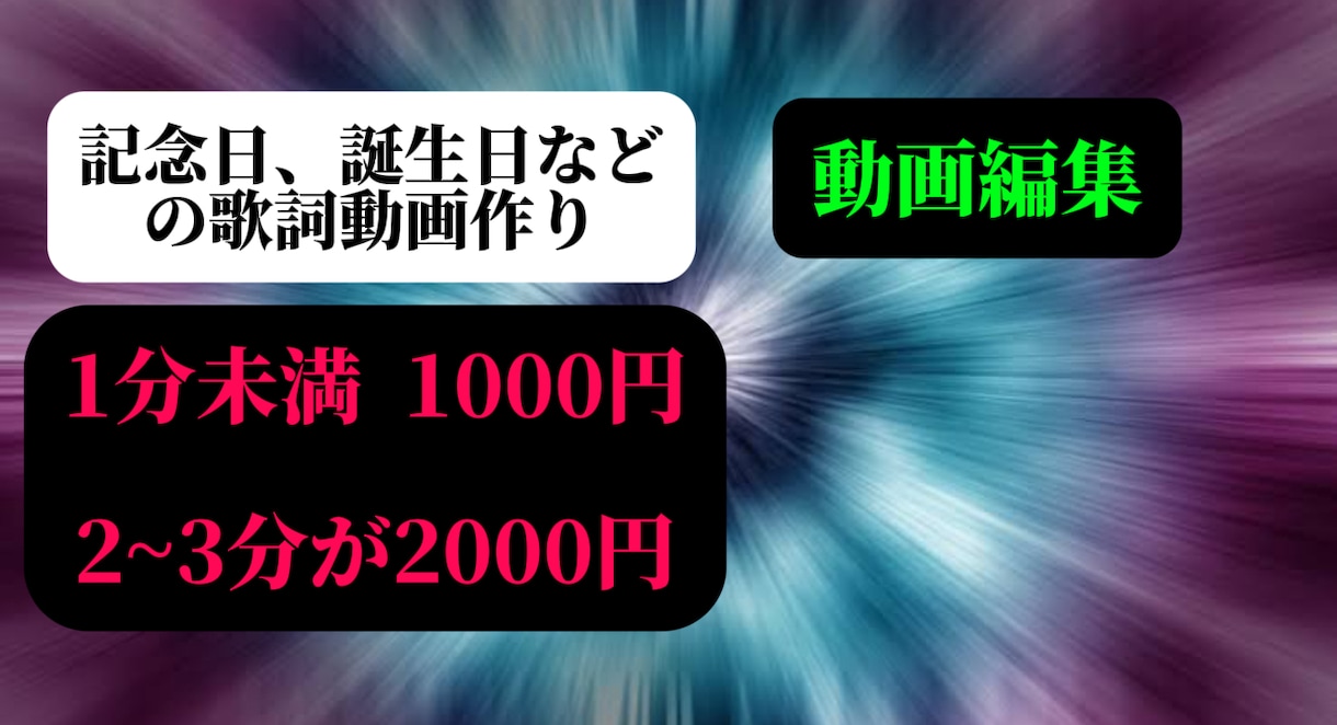 記念日などの歌詞動画作りまます 色々な雰囲気で作れるので言ってくれる雰囲気で作ろう イメージ1