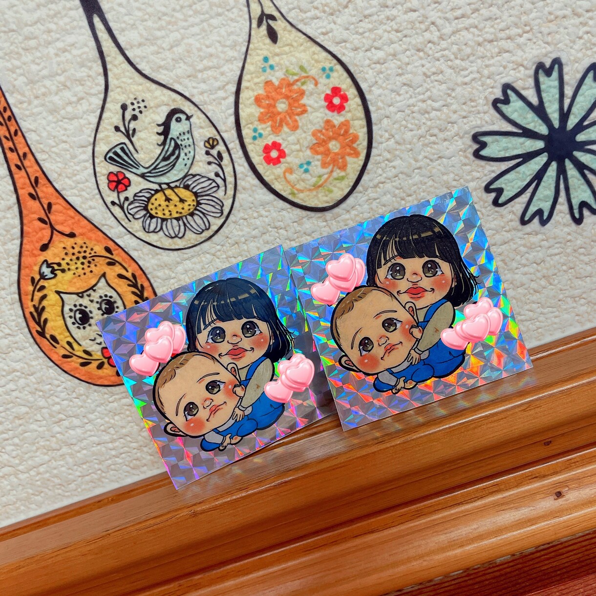 2枚セット⭐️似顔絵キラキラシールを作成します 可愛い‼︎貰って嬉しいオーダーメイド似顔絵シール イメージ5