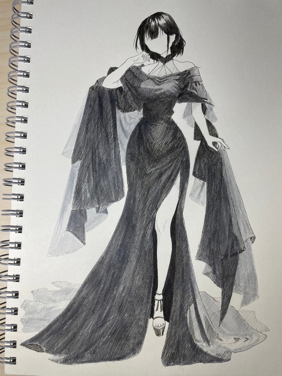 白黒イラスト郵送します 細かい斜線で絵を描きます、たまに筆ペンも使用します イメージ4