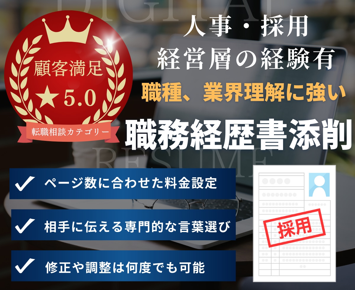 ビデオ通話付き！履歴書/職務経歴書代行・添削します 転職6回の経験者が自己PR作成や職務要約の添削や代行します イメージ1