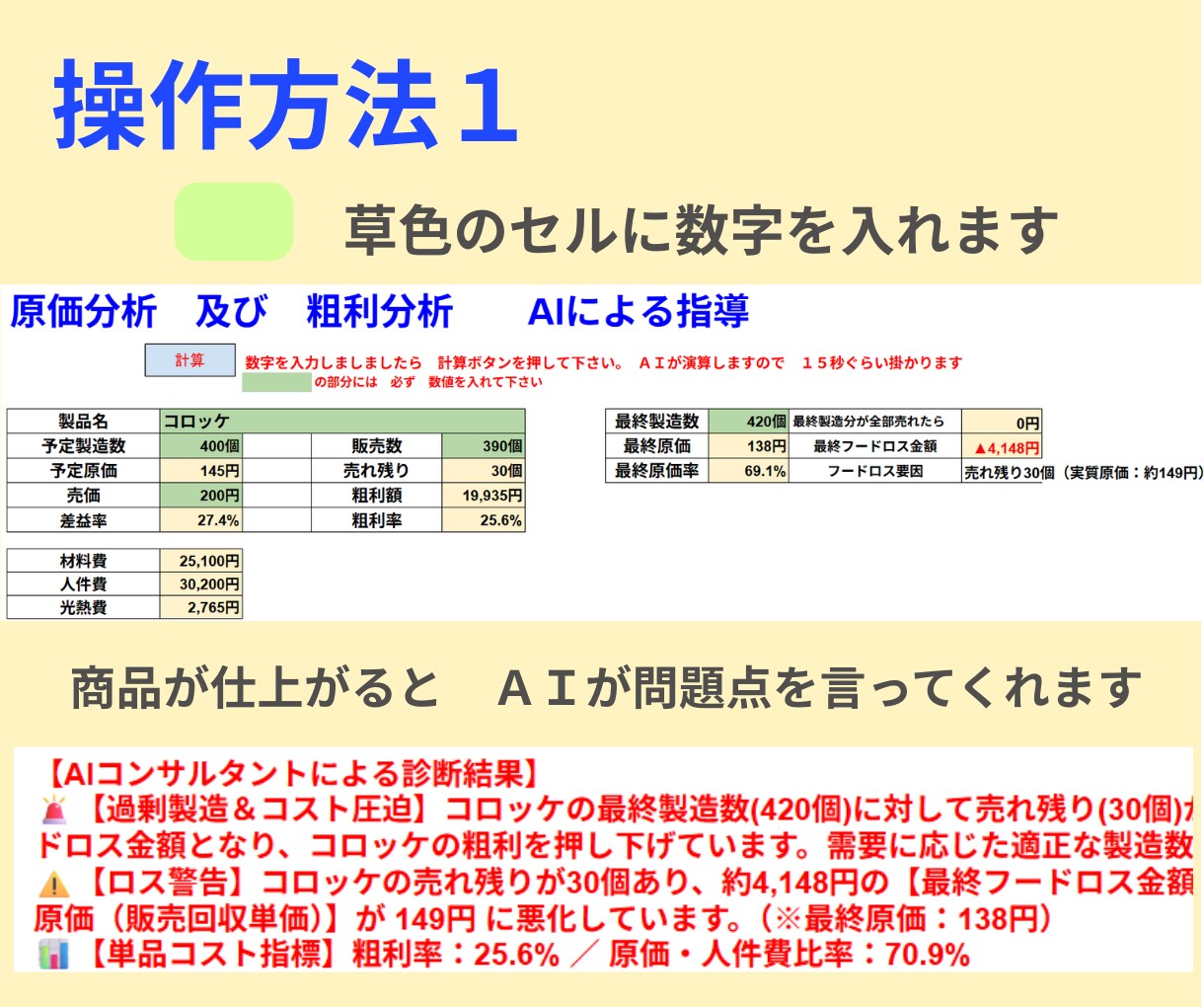 原価計算　飲食店の利益アップをAIで自動分析します フードロスを可視化！スプレッドシート×GASで利益率改善 イメージ3
