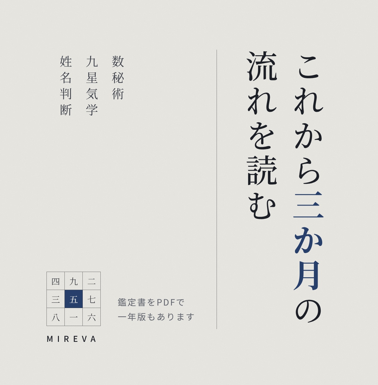 数秘術・九星気学・姓名判断で3か月を鑑定します 資質とこれから3か月の動く時期を鑑定書にまとめます イメージ1