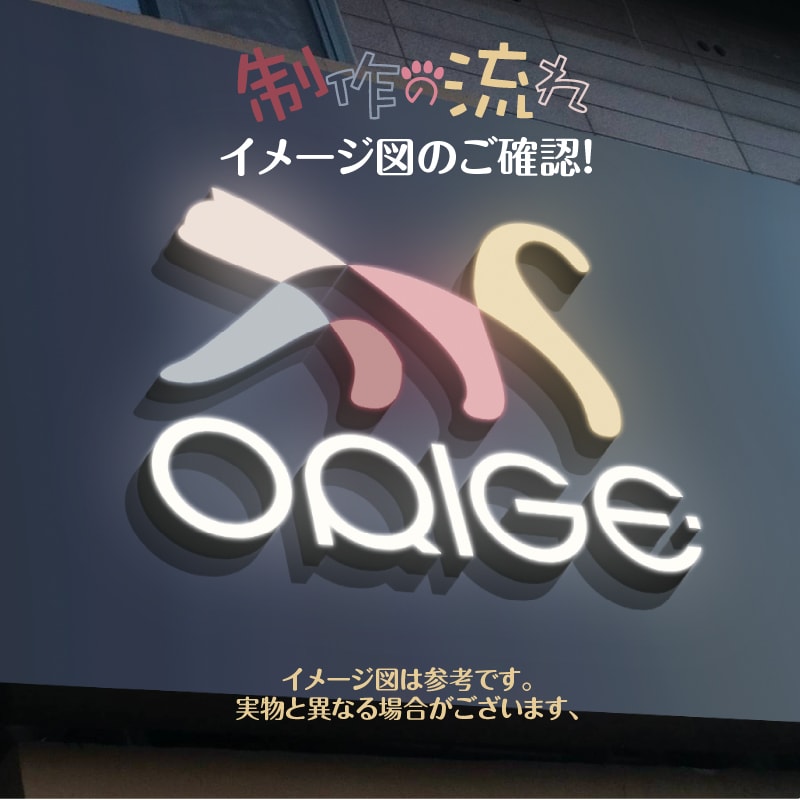 正面発光 縁なし LEDチャンネル文字制作します 激安オーダー看板制作、イメージ図でデザインを直感的に確認する イメージ5