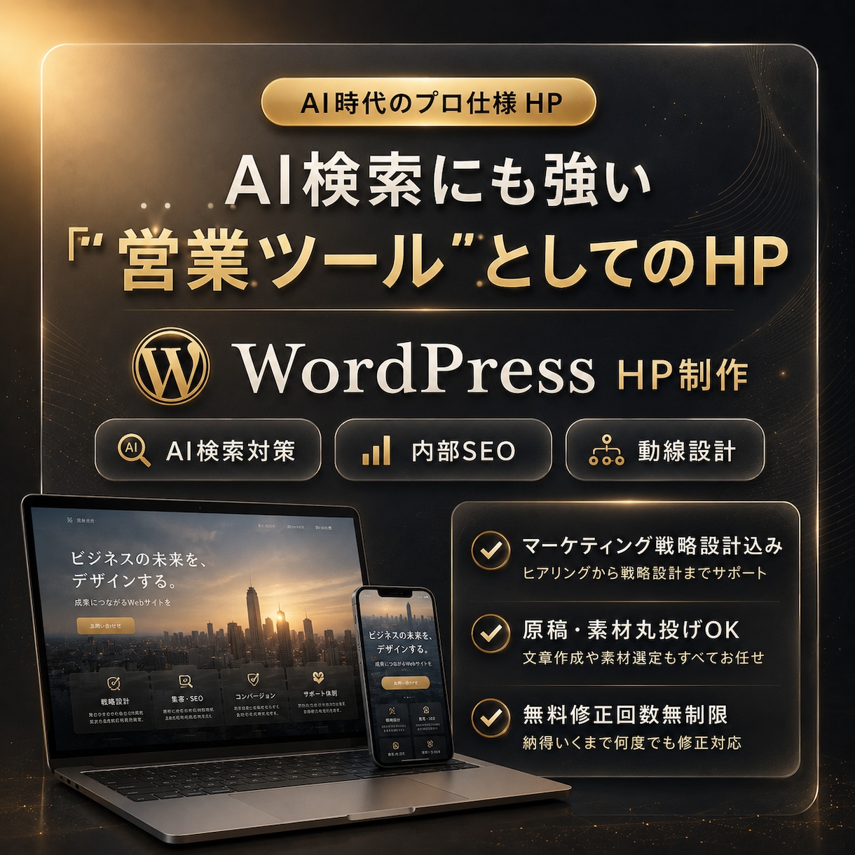AI検索時代の集客HPをワードプレスで制作します 見た目だけじゃない、AI検索にも強い営業ツールに イメージ1