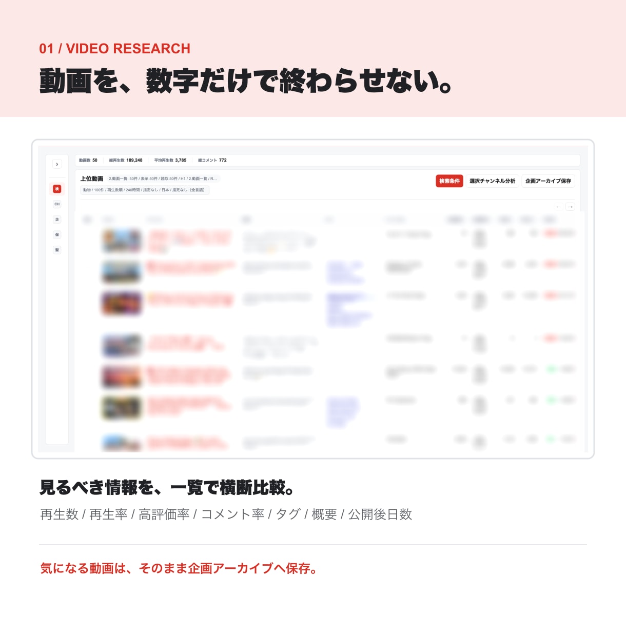 YouTubeリサーチ用Webアプリ提供します 探して終わりにしない、追跡型リサーチ イメージ2