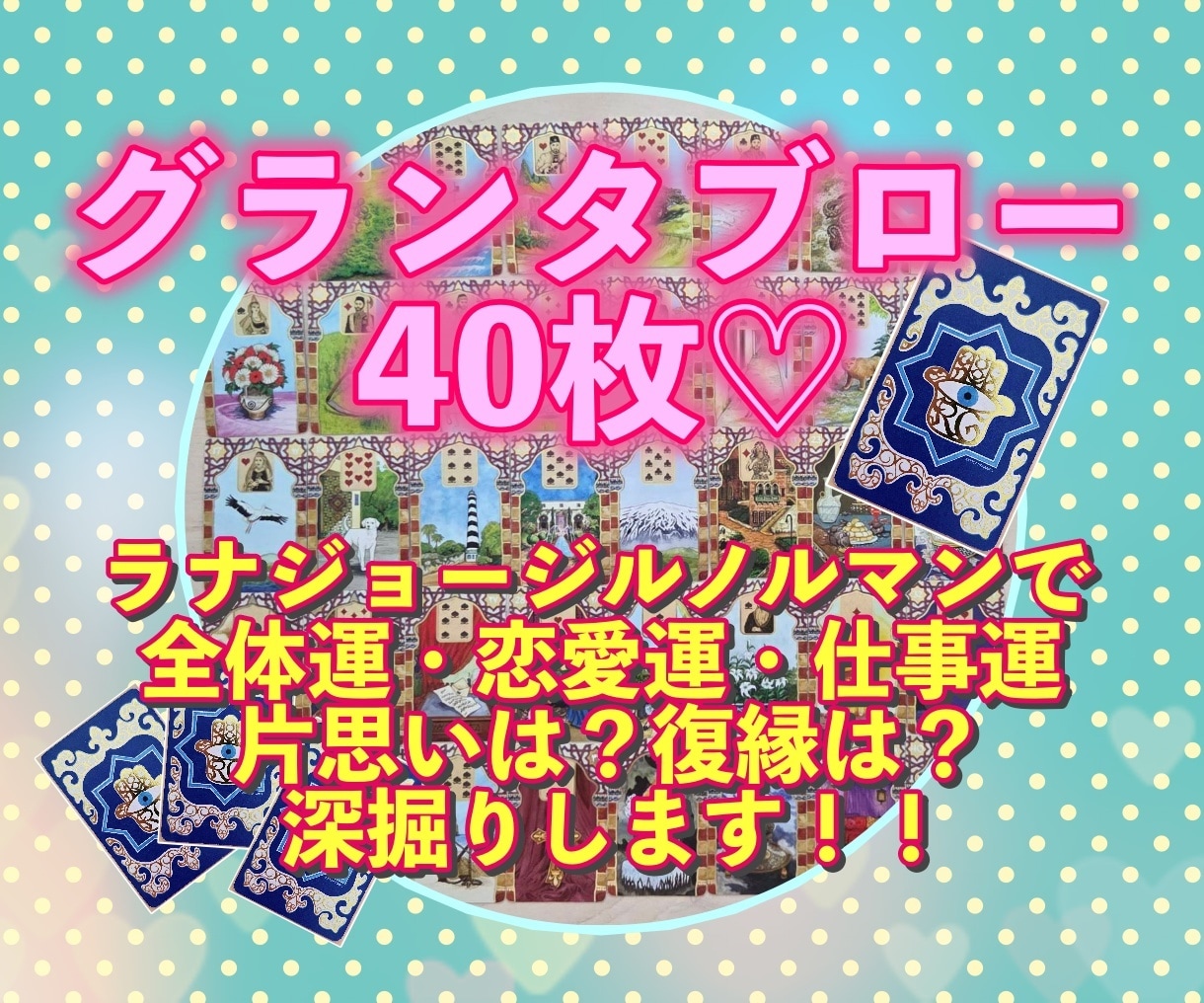 ルノルマンカード40枚で占います ラナジョージルノルマン40枚のグランタブローで鑑定します！ イメージ1