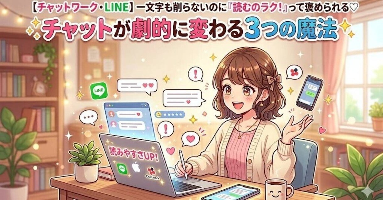 チャットが劇的に変わる3つの魔法教えます 【LINE】一文字も削らないのに読むのラク！って褒められる♡ イメージ1