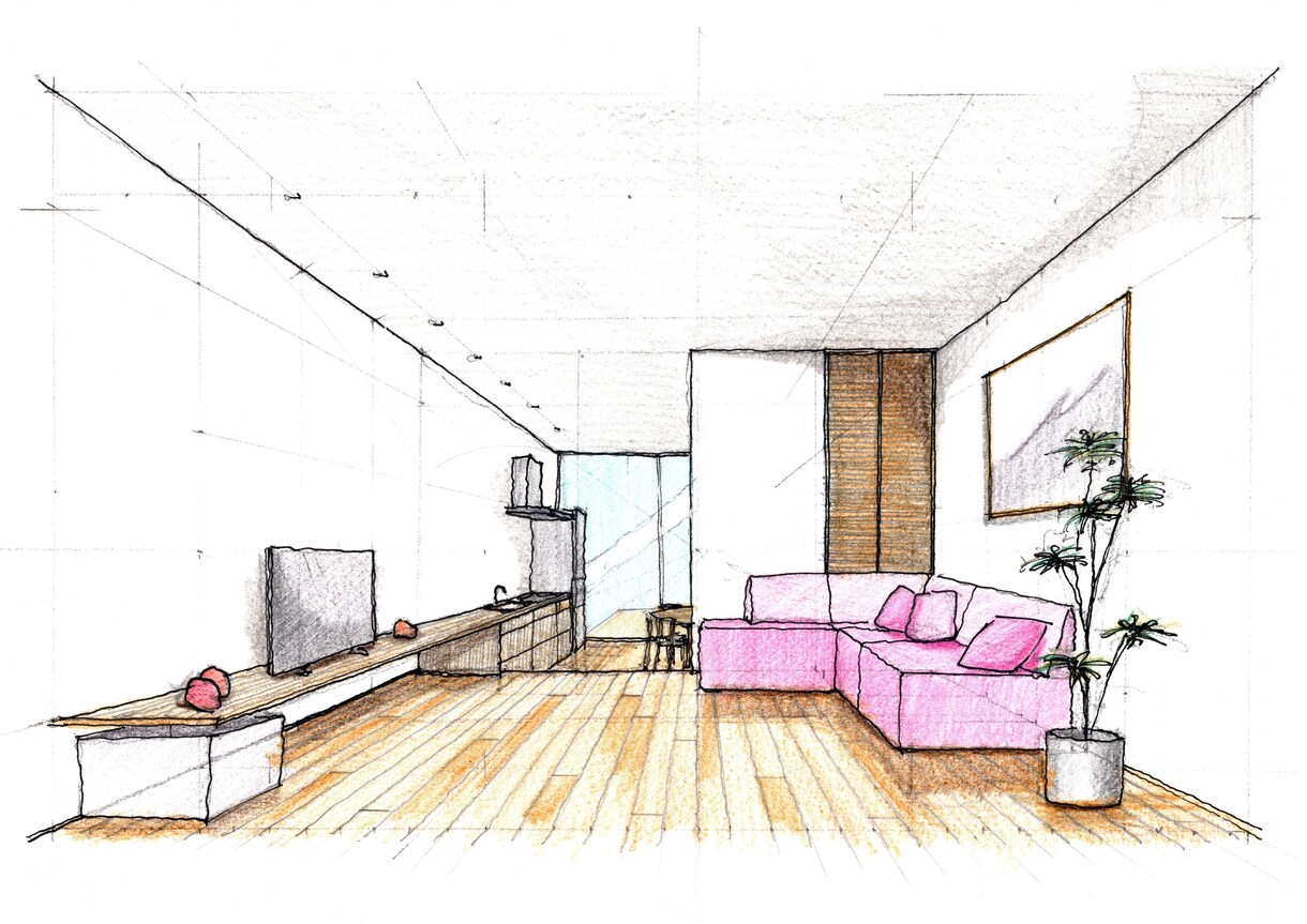 温もりある手描きの住宅内観パース提供いたします 打合せに印象に残る手描きのパースを添えませんか イメージ2