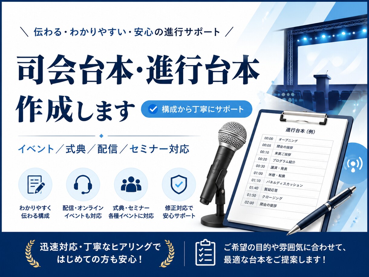 現場で読みやすいMC原稿に整えます 現場で読みやすいMC原稿に整えます イメージ1