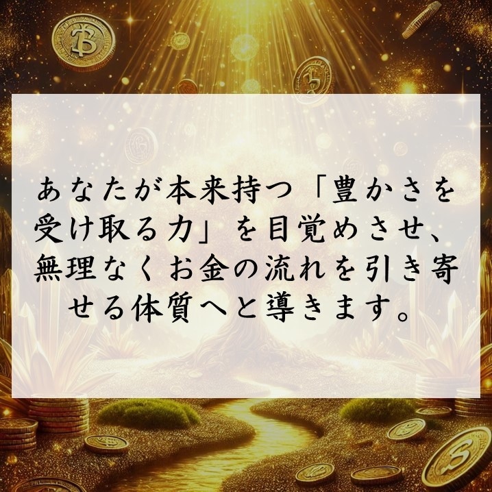 財運を解き放ち、真の金運体質へ導きます 滞る金運の流れを正し、豊かさを引き寄せる特別な施術を届けます イメージ6