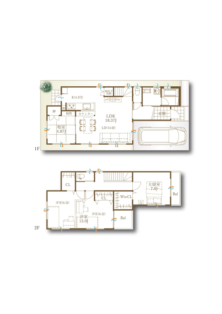 間取図》HPやチラシ掲載用に作成します 物件イメージに合わせたカラーの間取図を作成します イメージ2