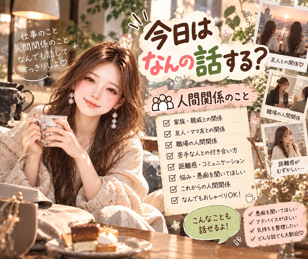 雑談チャット【120日間】パートナーになります 毎日あなたの話し相手として待ってます！なんでも話してね♪ イメージ7