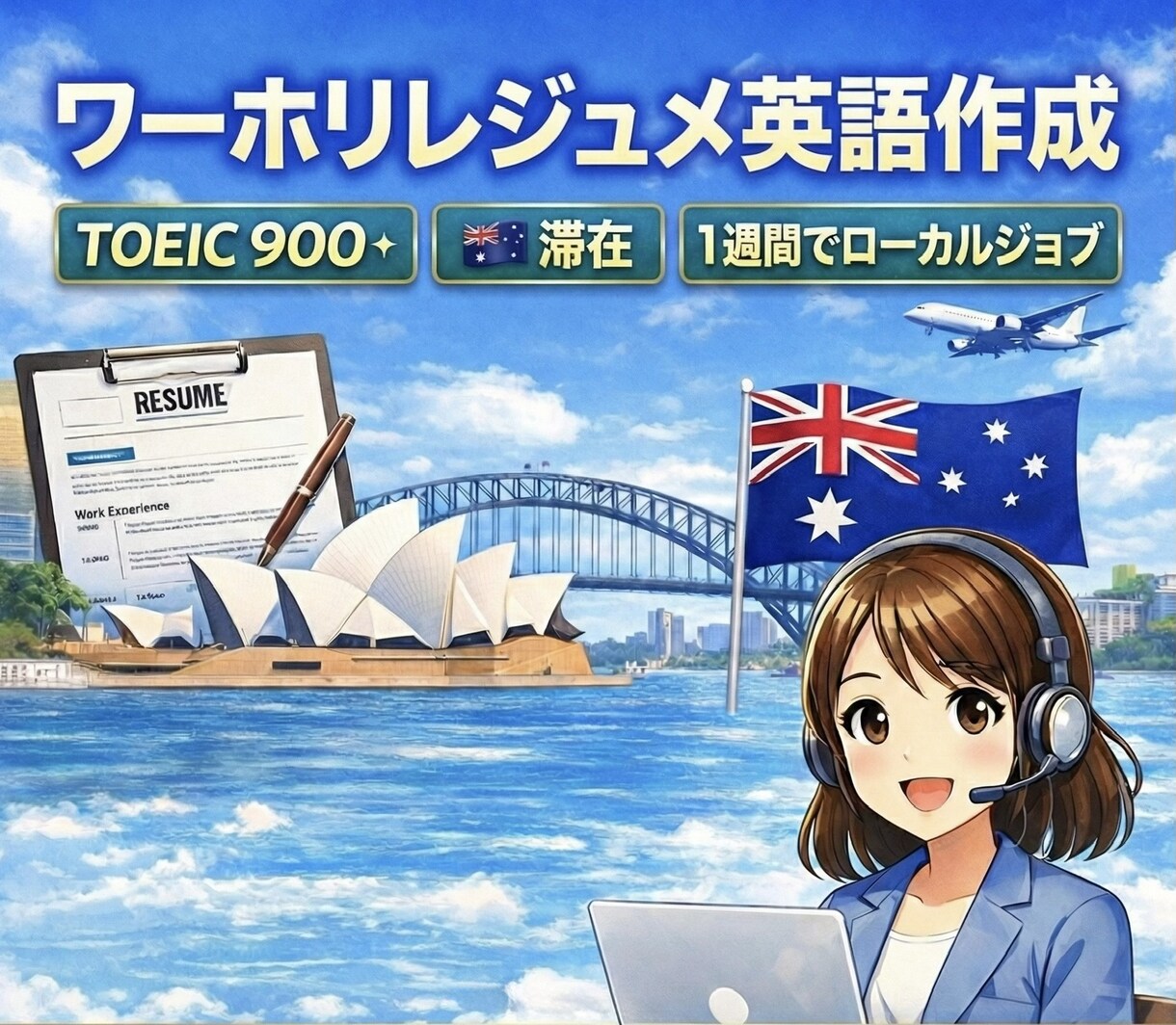 ワーホリ｜「選ばれる」レジュメの英語を作成します 個人情報不要「経験」を、現地での「即戦力スキル」へ変換 イメージ1