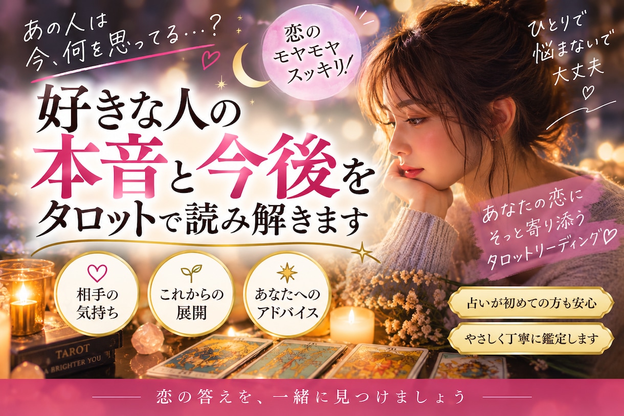 好きな人の本音と今後をタロットで読み解きます 彼の気持ち、これからの流れを丁寧に読み解きます イメージ2