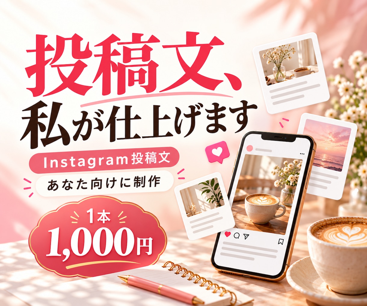あなた向けInstagram投稿文を作ります 商品と読者に合わせてまず1本から作成 イメージ1