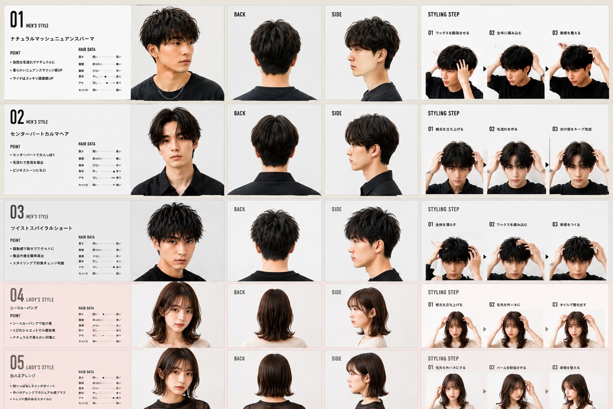 美容師専用AIデザインプロンプトを提供します 雑誌級ヘアカタログをAIで再現 イメージ3