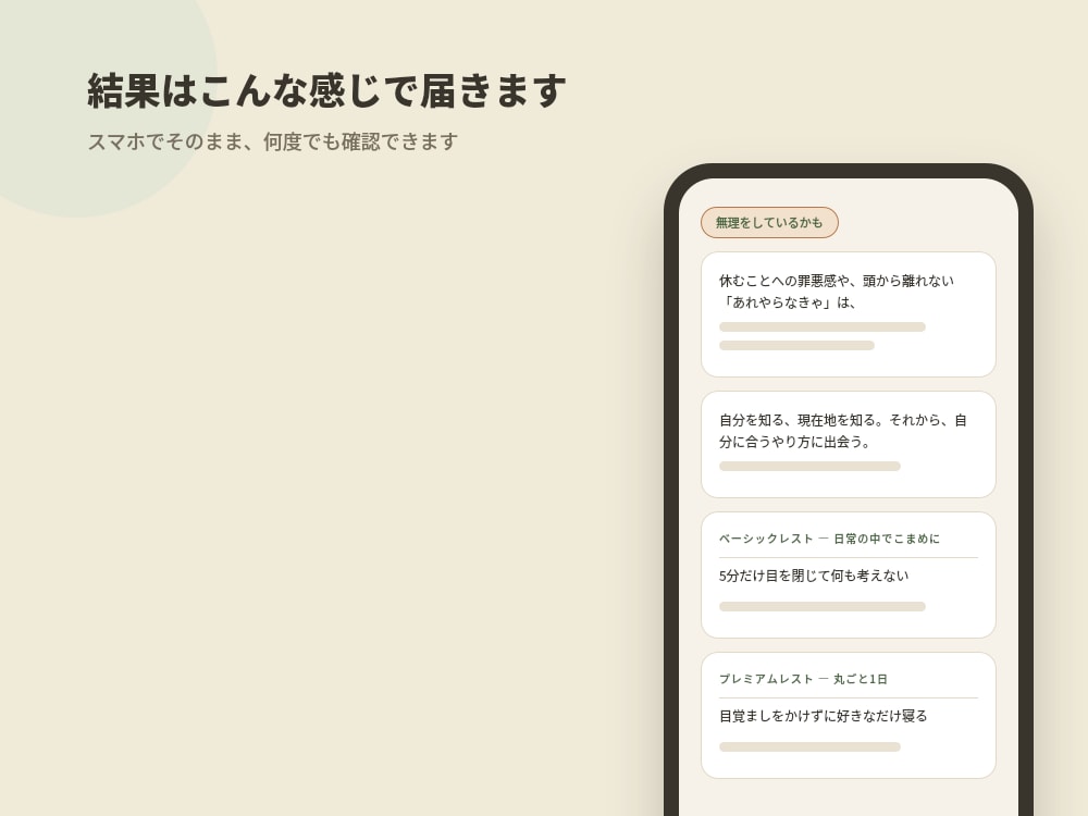 休み方診断+対話|あなたに合った休み方を処方します 「頑張りすぎ」卒業への一歩、休みの専門家がサポート イメージ5