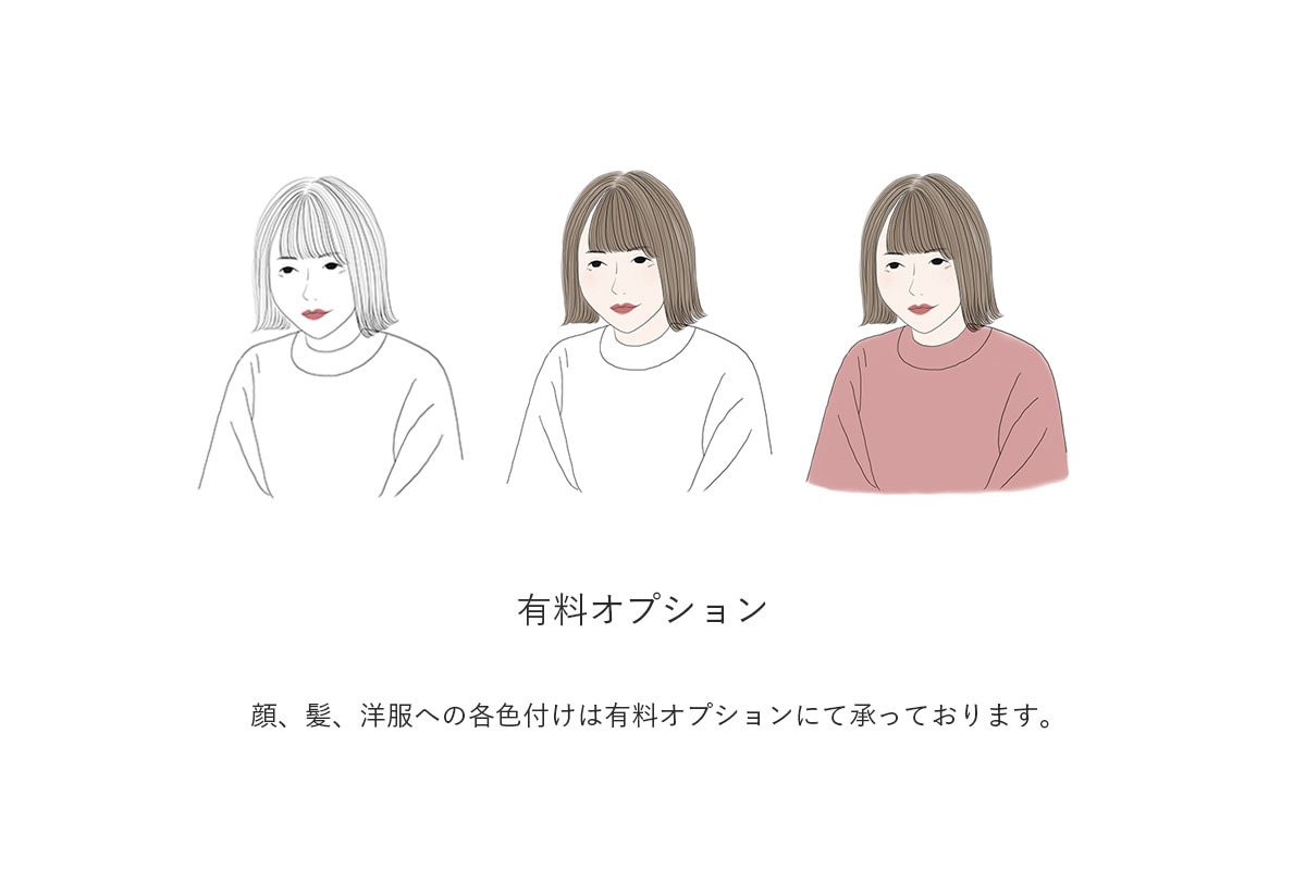 お写真をもとに優しいニュアンスの似顔絵描きます 髪の質感にこだわり、素朴な表情で柔らかい雰囲気に仕上げます。 イメージ3