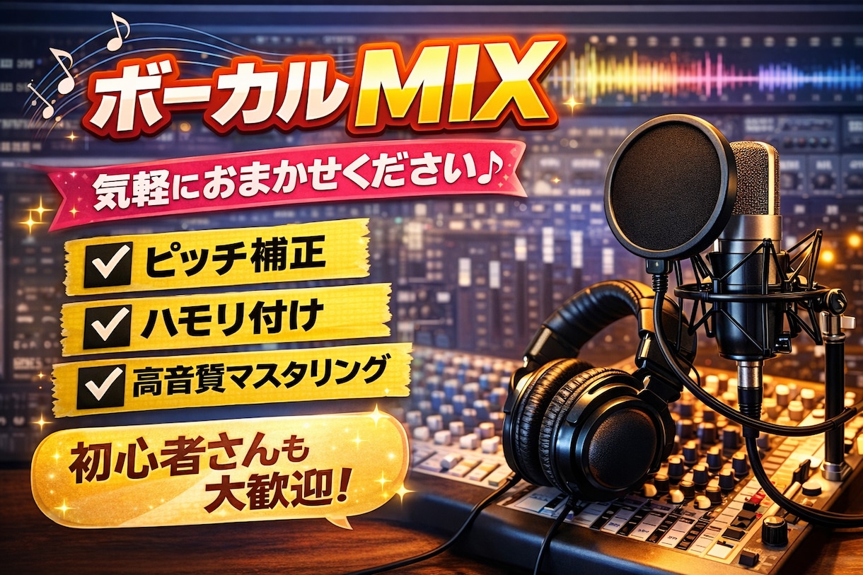 歌ってみた向けボーカル MIXします 最安値！歌ってみた・ボカロ向け｜初心者さんも安心対応 イメージ1