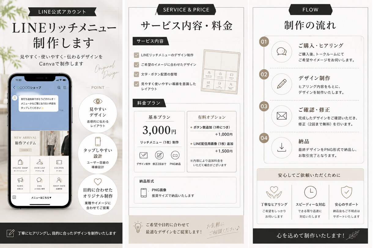 LINEリッチメニューを制作します Canvaで見やすく伝わるデザインに イメージ2