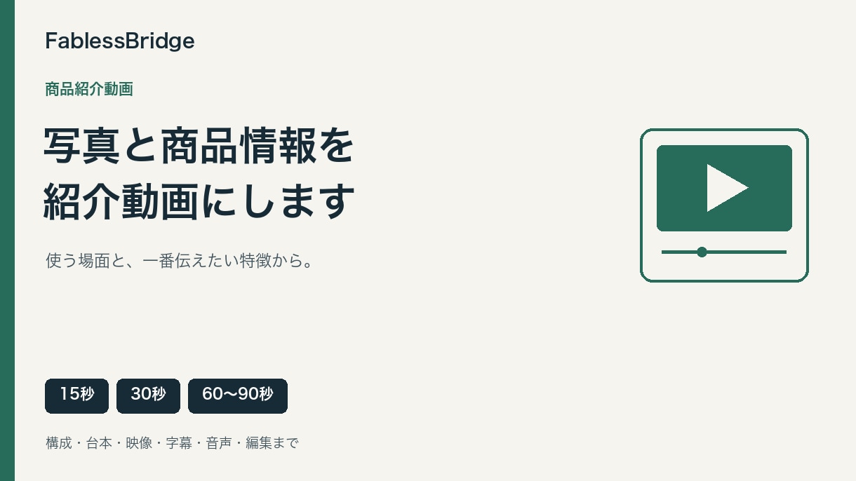 商品写真から商品紹介動画を制作します 写真だけでも相談可。構成・字幕・音声まで イメージ1