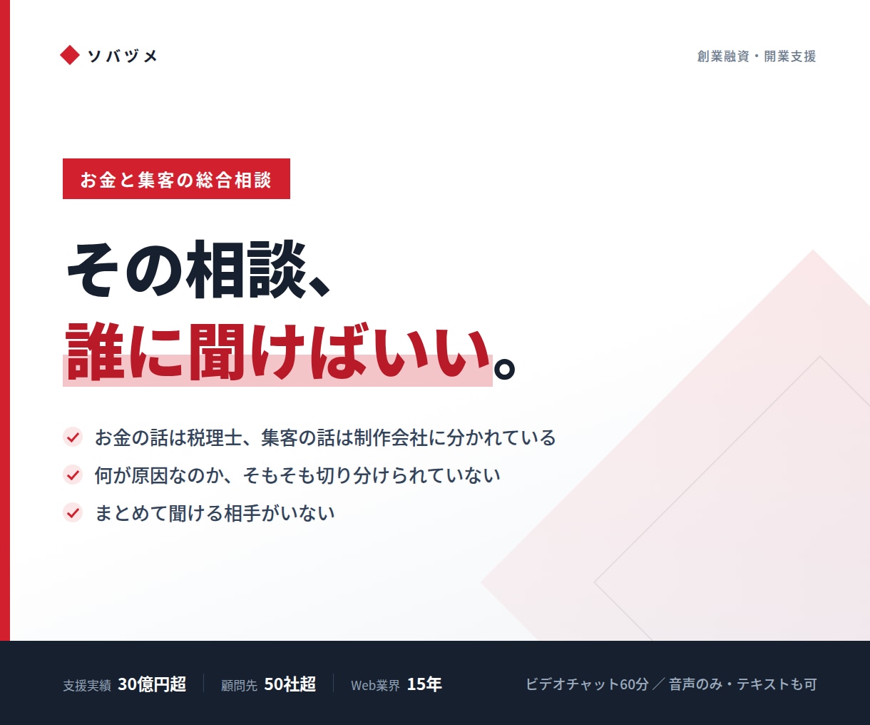 資金繰りと集客、まとめて相談に乗ります お金も集客も。支援30億円超・Web15年の実務家です イメージ1