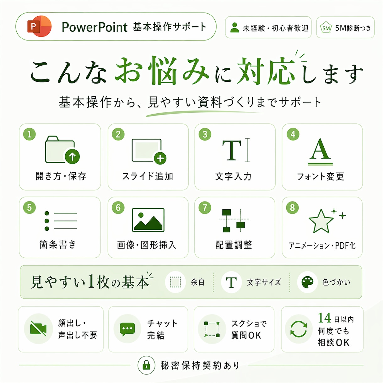 パワポ未経験歓迎！基本操作をチャットで伴走します 【５Ｍ診断付】恥から称賛に！中高年専用チャット家庭教師 イメージ2