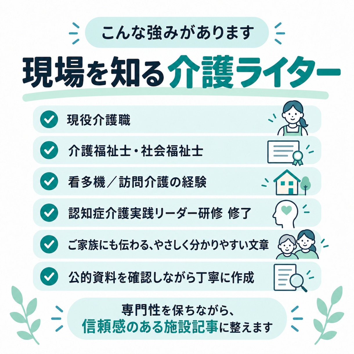 介護・福祉の文章を読みやすくリライトします 現役介護職が、専門性を残して伝わる文章に整えます イメージ2