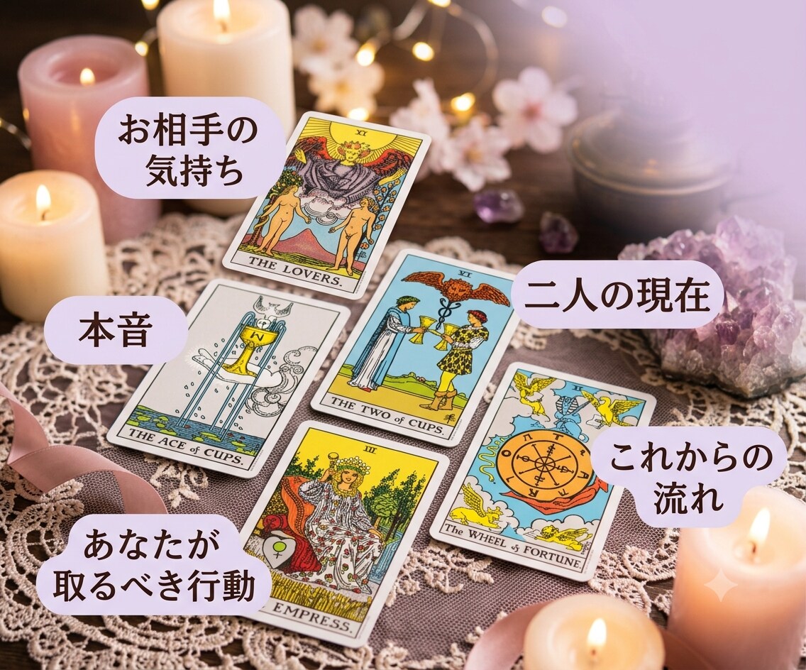 今あの人はあなたをどう想っているか？ズバリ占います 不安な夜に…彼の本当の気持ちと今後の行動をタロット鑑定 イメージ3
