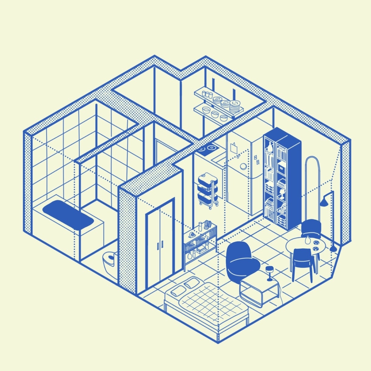 ポップでおしゃれな空間イラスト（アイソメ）描きます 住宅の思い出やフロアマップ、フライヤー、ポスターなどに！ イメージ1