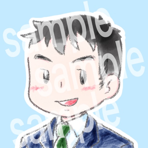 商用可！ゆるかわデフォルメ似顔絵アイコン作成します 水彩画風の優しいタッチでふんわりポップな仕上がりです イメージ3