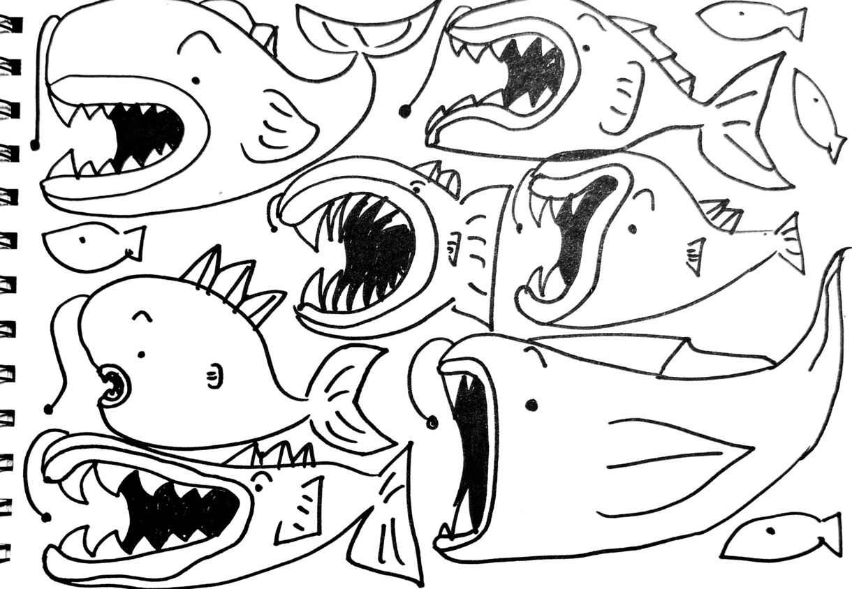 魚専門！僕だけのユニークな魚たちのイラスト描きます 個性豊かな魚たちを架空の魚たちをテーマに1匹も形が被らない！ イメージ6
